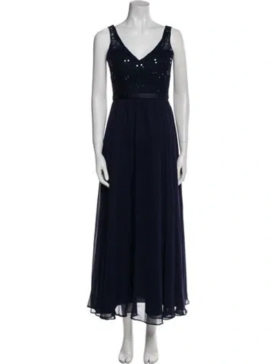 Pre-owned Morilee By Madeline Gardner V-neck Long Dress In Blue