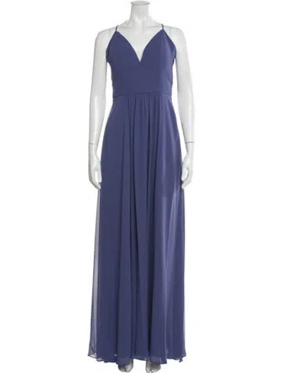Pre-owned Morilee By Madeline Gardner V-neck Long Dress In Blue