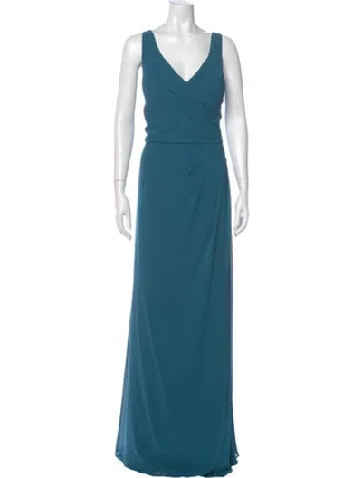 Pre-owned Morilee By Madeline Gardner V-neck Long Dress In Blue