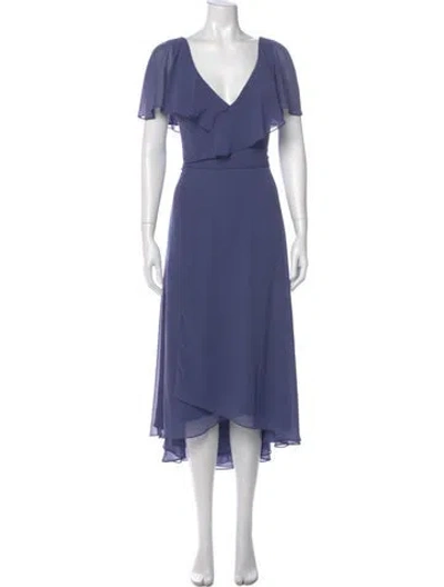 Pre-owned Morilee By Madeline Gardner V-neck Long Dress In Blue