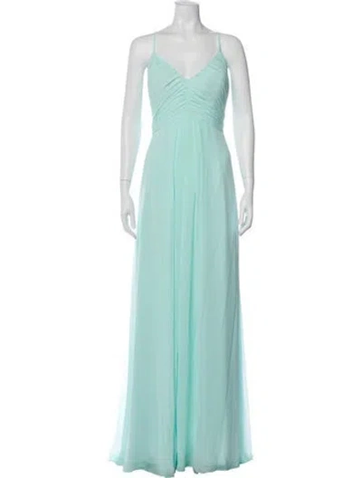 Pre-owned Morilee By Madeline Gardner V-neck Long Dress In Blue