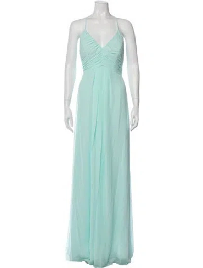 Pre-owned Morilee By Madeline Gardner V-neck Long Dress In Blue