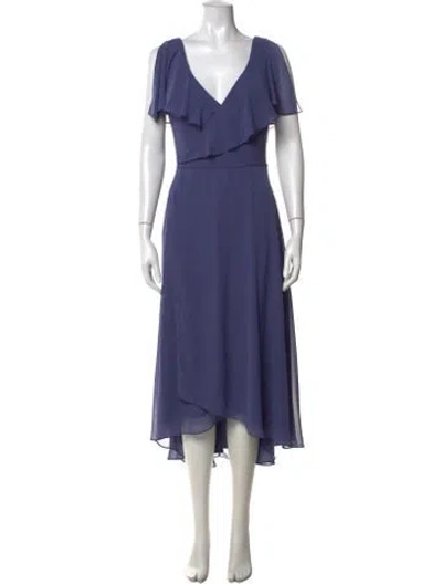 Pre-owned Morilee By Madeline Gardner V-neck Long Dress In Blue