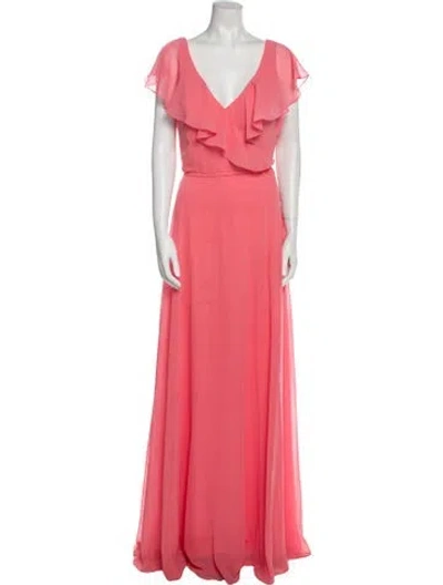Pre-owned Morilee By Madeline Gardner V-neck Long Dress In Orange