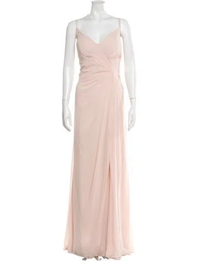 Pre-owned Morilee By Madeline Gardner V-neck Long Dress In Pink