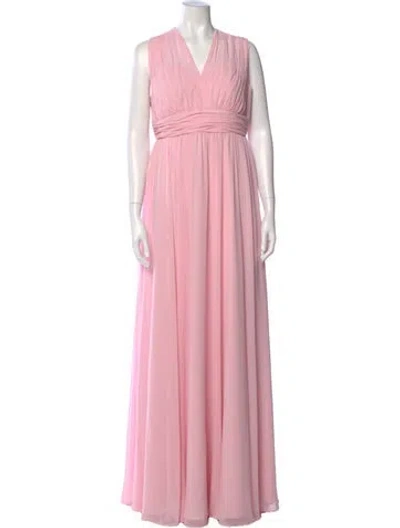 Pre-owned Morilee By Madeline Gardner V-neck Long Dress In Pink