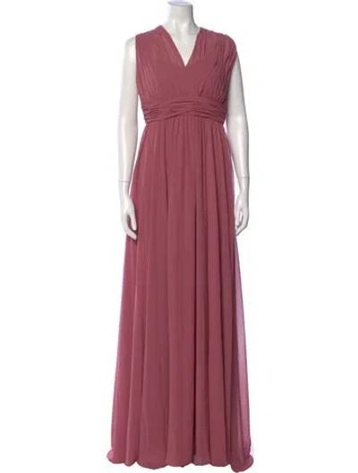 Pre-owned Morilee By Madeline Gardner V-neck Long Dress In Pink