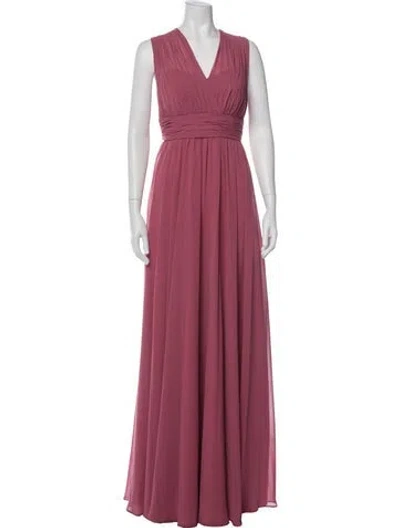 Pre-owned Morilee By Madeline Gardner V-neck Long Dress In Pink