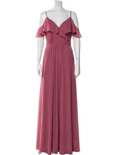 Pre-owned Morilee By Madeline Gardner V-neck Long Dress In Pink