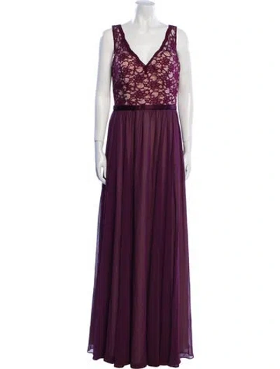 Pre-owned Morilee By Madeline Gardner V-neck Long Dress In Purple