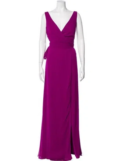 Pre-owned Morilee By Madeline Gardner V-neck Long Dress In Purple