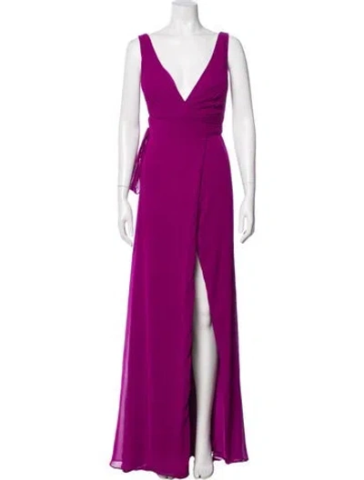 Pre-owned Morilee By Madeline Gardner V-neck Long Dress In Purple