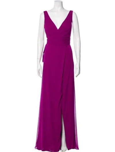 Pre-owned Morilee By Madeline Gardner V-neck Long Dress In Purple
