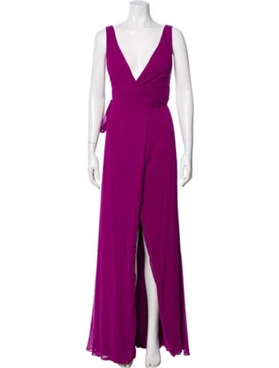 Pre-owned Morilee By Madeline Gardner V-neck Long Dress In Purple
