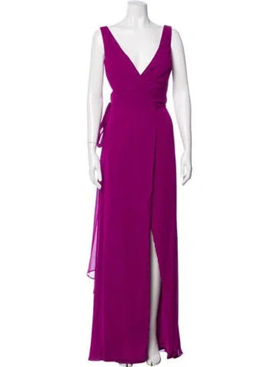 Pre-owned Morilee By Madeline Gardner V-neck Long Dress In Purple