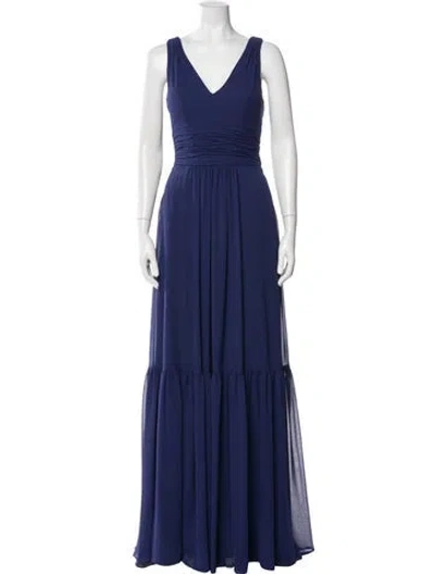 Pre-owned Morilee By Madeline Gardner V-neck Long Dress W/ Tags In Blue