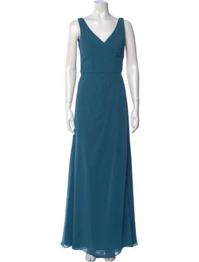 Pre-owned Morilee By Madeline Gardner V-neck Long Dress W/ Tags In Blue
