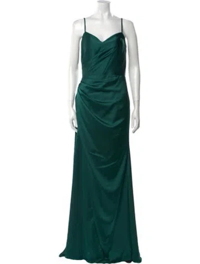 Pre-owned Morilee By Madeline Gardner V-neck Long Dress W/ Tags In Green