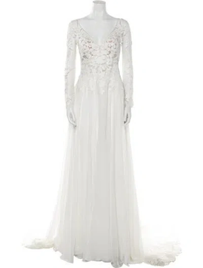 Pre-owned Morilee By Madeline Gardner V-neck Long Dress W/ Tags In White