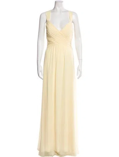 Pre-owned Morilee By Madeline Gardner V-neck Long Dress W/ Tags In Yellow