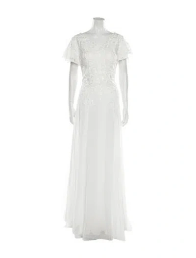 Pre-owned Morilee By Madeline Gardner V-neck Long Dress In White