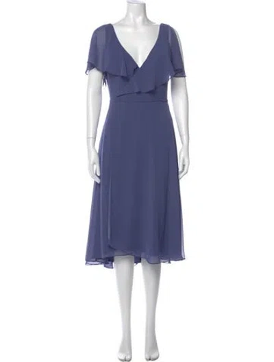 Pre-owned Morilee By Madeline Gardner V-neck Midi Length Dress In Blue