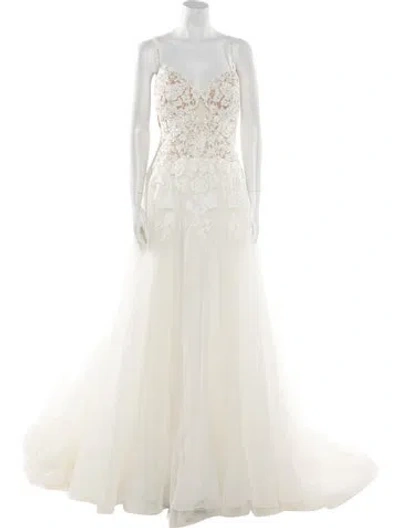 Pre-owned Morilee By Madeline Gardner V-neck Mini Dress In White