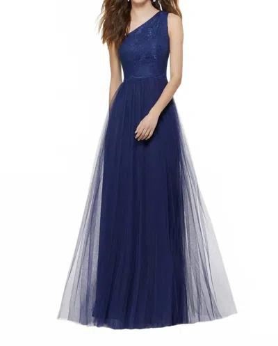 Morilee Chantilly Lace And English Net One Shoulder Bridesmaid Dress In Sapphire In Blue