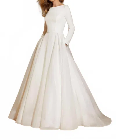 Morilee Chastity High Crepe Dress In Diamond White In Neutral