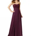 Morilee Off-the-shoulder Ruched Bodice Bridesmaids Dress In Eggplant In Purple
