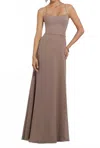 Morilee Chiffon Bridesmaid Dress With Criss Cross Back In Fawn In Brown