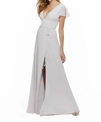 Morilee Chiffon Bridesmaid Dress With Tie Belt In Silver In Gray