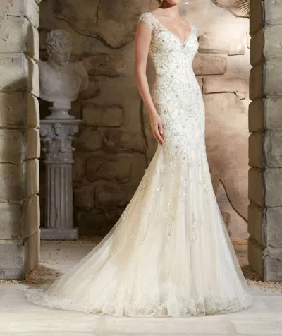 Morilee Crystal Beaded Wedding Dress In Ivory In White