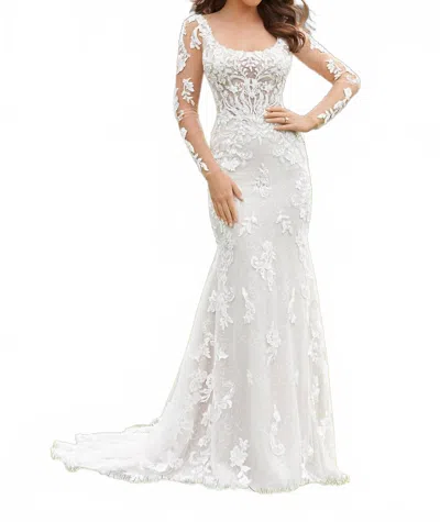 Morilee Darlene Scoop Neck Gown In Ivory/porcelain In White