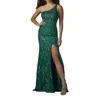 Morilee Dazzling Patterned Sequin Dress In Emerald In Green