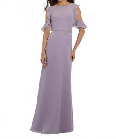 Morilee Flounced Cold-shoulder A-line Chiffon Gown In French Lilac In Purple
