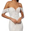 Morilee Frosted Embroidery Over Chantilly Lace Sleeves With Beaded Trim In Ivory In Multi