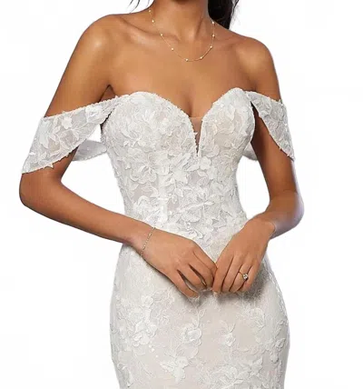 Morilee Frosted Embroidery Over Chantilly Lace Sleeves With Beaded Trim In Ivory In Multi