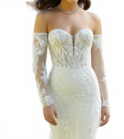 Morilee Frosted Lace Appliqué Gauntlet Sleeves In Ivory/honey In Multi