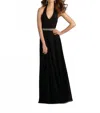 Morilee Halter Chiffon Dress With Removable Beaded Sash In Black In Black