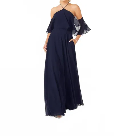 Morilee Halter Cold Shoulder Bridesmaid Dress In Navy In Blue