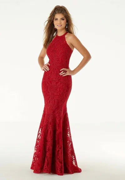 Morilee Halter Neck Gown In Red In Multi