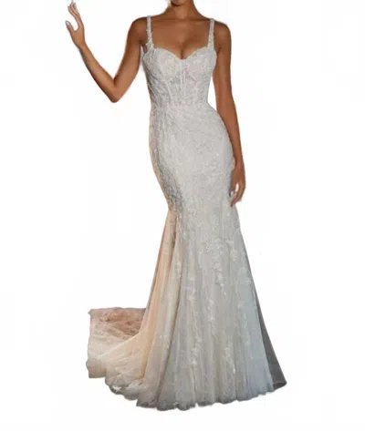 Morilee Heloise Sheer Train Sweetheart Neck Wedding Dress In Ivory/almond/honey In White