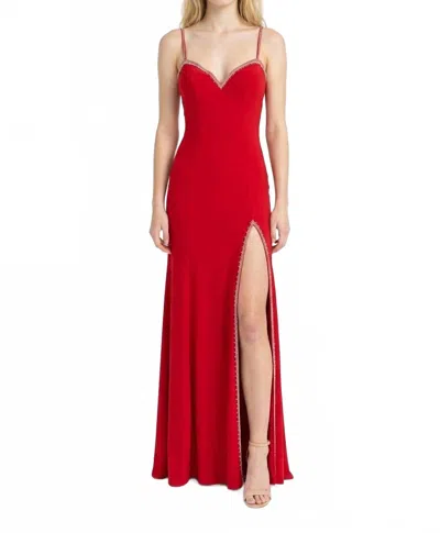 Morilee High Slit Sweetheart Dress In Ruby In Red