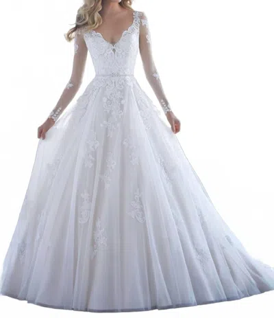 Morilee Katherine Appliques And Alencon Lace Gown In Ivory/rose In Multi