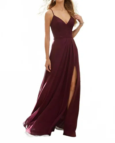 Morilee Lace Bodice Sexy Chiffon Bridesmaid Dress In Bordeaux In Burgundy