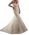 Morilee Lace Fit And Flate Dress In Ivory In Multi