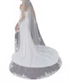 Morilee Lace Scattered Rhinestones Cathedral Length Wedding Veil In Ivory In Gray