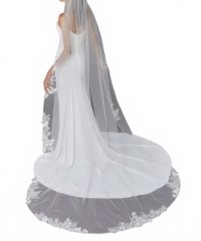 Morilee Lace Scattered Rhinestones Cathedral Length Wedding Veil In Ivory In Gray