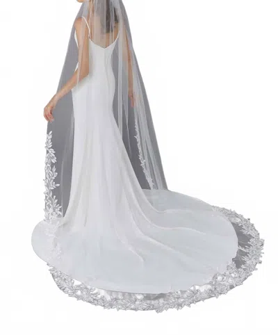 Morilee Leafy Patterned Lace Cathedral Length Wedding Veil In Ivory In Multi